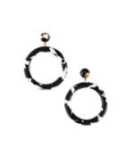 Marquis Front-hoop Earrings, Black/white