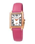 Valentina Rectangular Watch W/ Leather Strap, Pink/rose