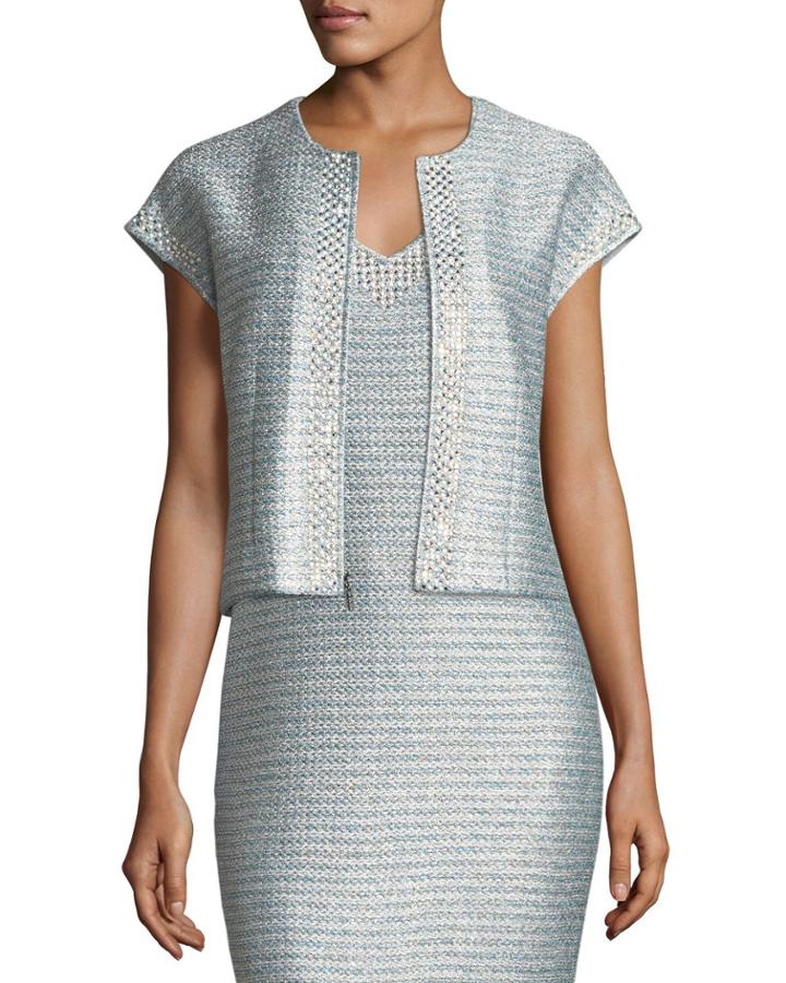 Gleam Metallic Knit Short-sleeve Jacket