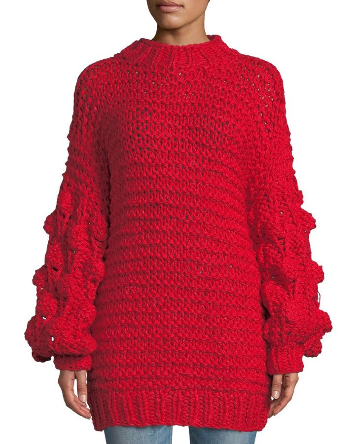 Jodie Cable-knit Pompom
