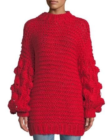 Jodie Cable-knit Pompom