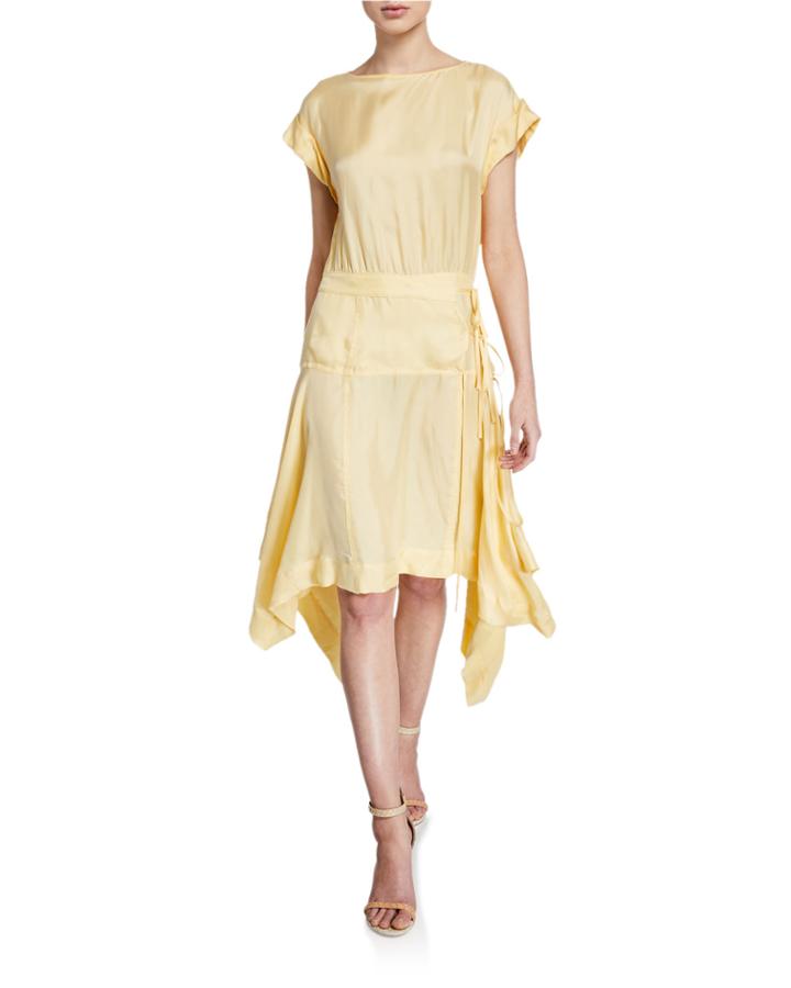 Yarrow Short-sleeve Asymmetrical Dress