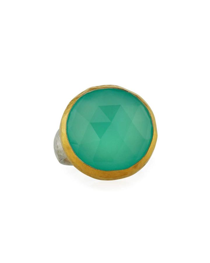 One-of-a-kind Round Ring In Aqua Chalcedony,