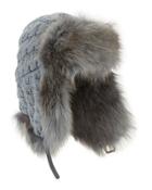 Cashmere Cable Trapper Hat W/fur Trim