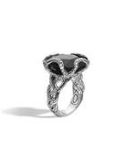 Classic Chain Braided Black Chalcedony & Diamond Ring,