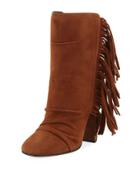 Alabama Suede Fringed High Bootie, Brown
