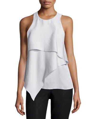 Sleeveless Tiered-front Top, Vapor