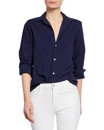 Striped Long-sleeve Button-down Cotton