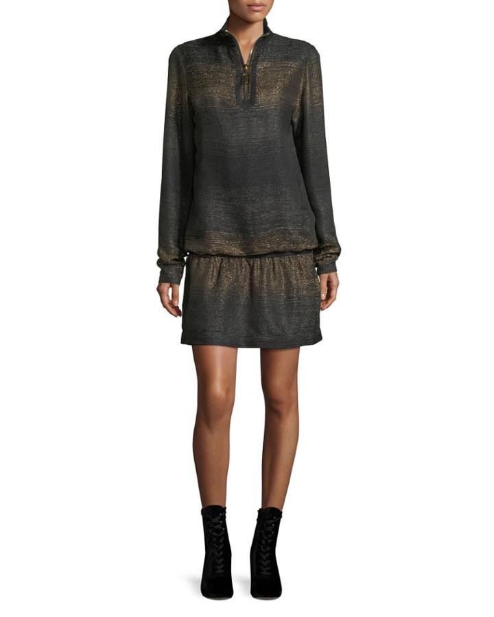 Metallic Knit Half-zip