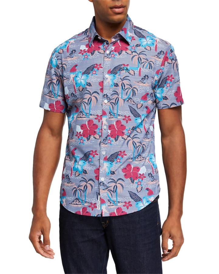 Men's Floral Island Chambray Short-sleeve