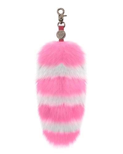 Goody Gumdrops Striped Fox Fur Handbag Charm, Pink/white