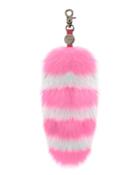 Goody Gumdrops Striped Fox Fur Handbag Charm, Pink/white