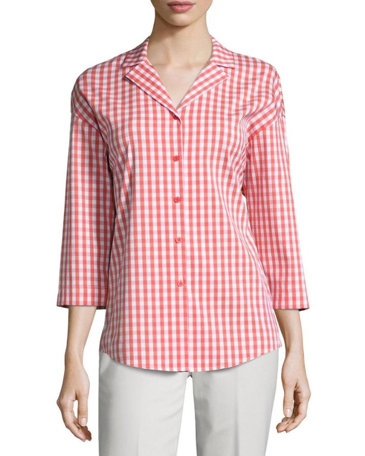Analeigh 3/4-sleeve Hampton Check Blouse