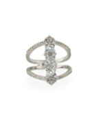 Silver Open Flower Pave Ring,