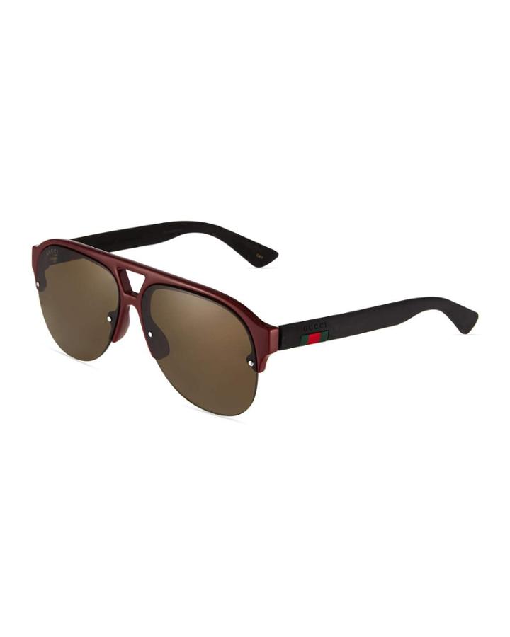 Men's Half-rim Acetate/metal Aviator