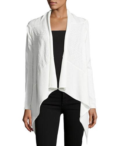 Textured-knit Open-front Cardigan