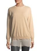 Cashmere Sweater-silk-trim Wool, Brown