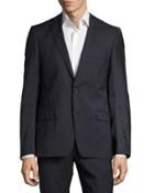 Pinstriped Two-piece Suit, Gray/blue