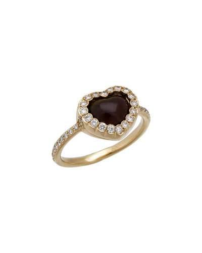 18k Fire Opal & Diamond Heart Ring,