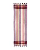 Striped Blanket Scarf With Pompom Trim