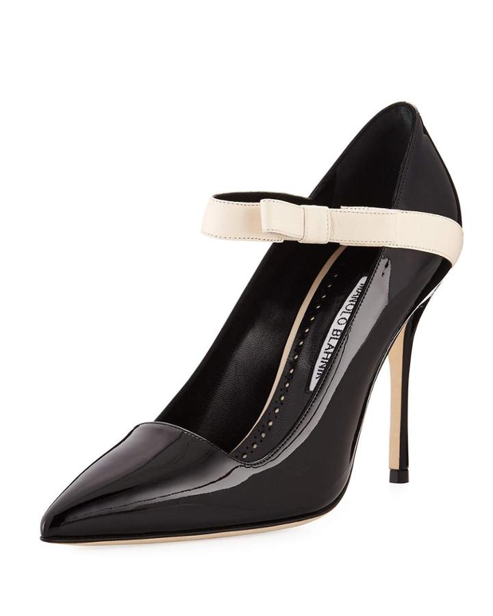 Immaculada Patent Mary Jane Pumps, Black