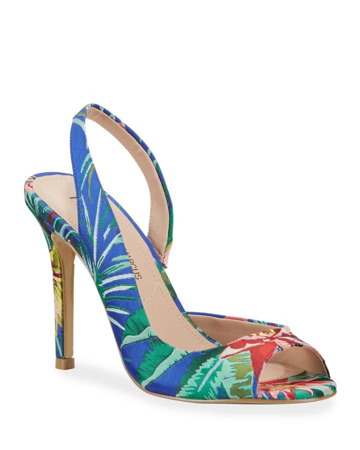 Raz Tropical Satin Slingback Pumps