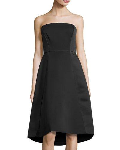 Strapless Structured Cocktail Dress, Black