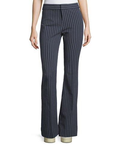 Mid-rise Striped Flare Cotton-stretch Trouser