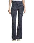 Mid-rise Striped Flare Cotton-stretch Trouser