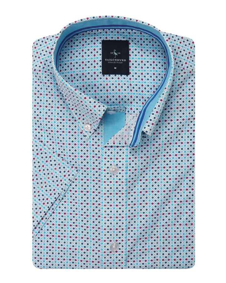 Men's Printed Short-sleeve Button-down