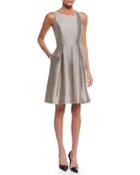 Sleeveless Fit-&-flare Dress, Tan