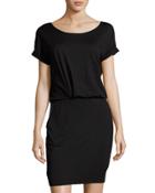 Tuck-waist Short-sleeve Jersey Dress