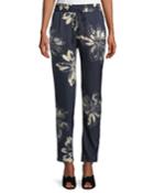 Floral-print Drawstring Pull-on Pants