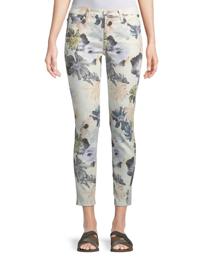 The Ankle Skinny Floral-print Jeans