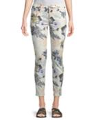 The Ankle Skinny Floral-print Jeans