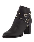 Rockstud Pebbled Leather Booties