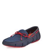 Men's Mesh & Rubber Braided-lace Boat Shoes, Navy/red