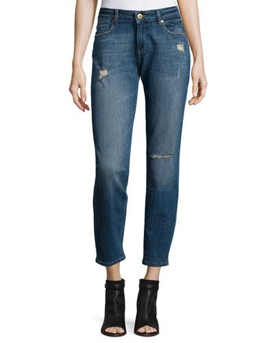 Skinny Distressed Denim Jeans, Kahlo Blue