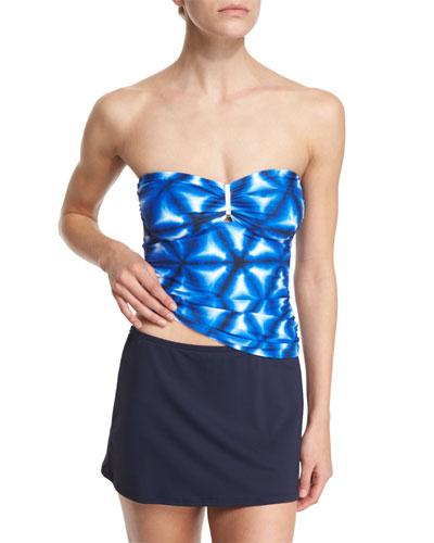 Luna Long Bar Printed Bandini Swim Top, Women's