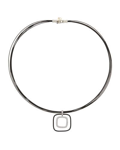 Multi-row Square Diamond Pendant Necklace