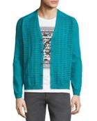 Metallic-stitch V-neck Cardigan