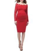 Maternity Off-the-shoulder Lace And Ruched