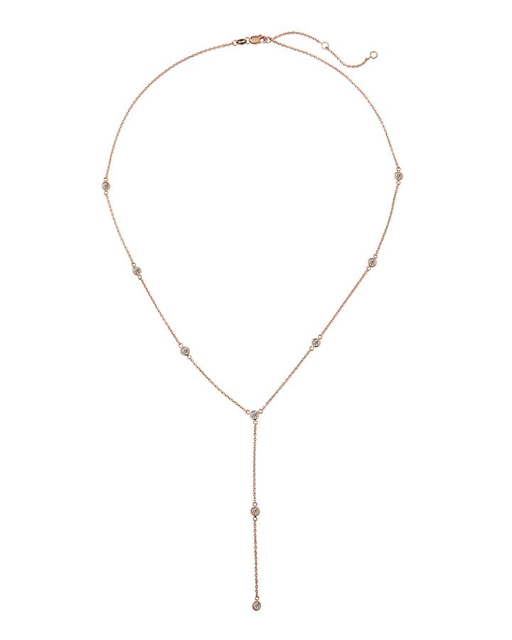 Estate 14k Rose Gold Diamond By-the-yard Drop Necklace