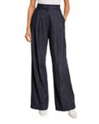 High-waist Denim Palazzo Pants