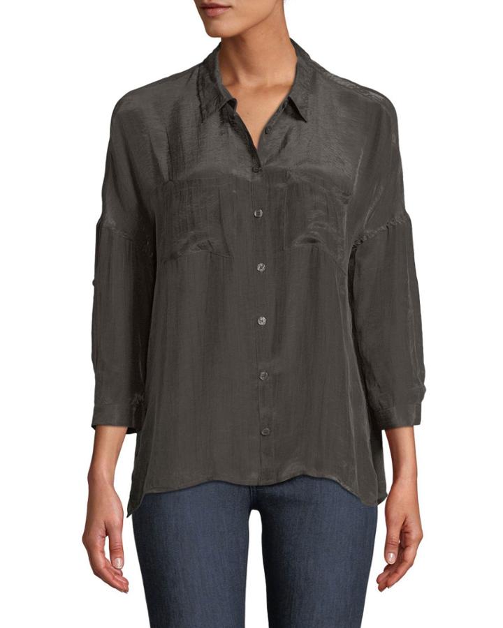 Button-down Boxy Cupro Blouse