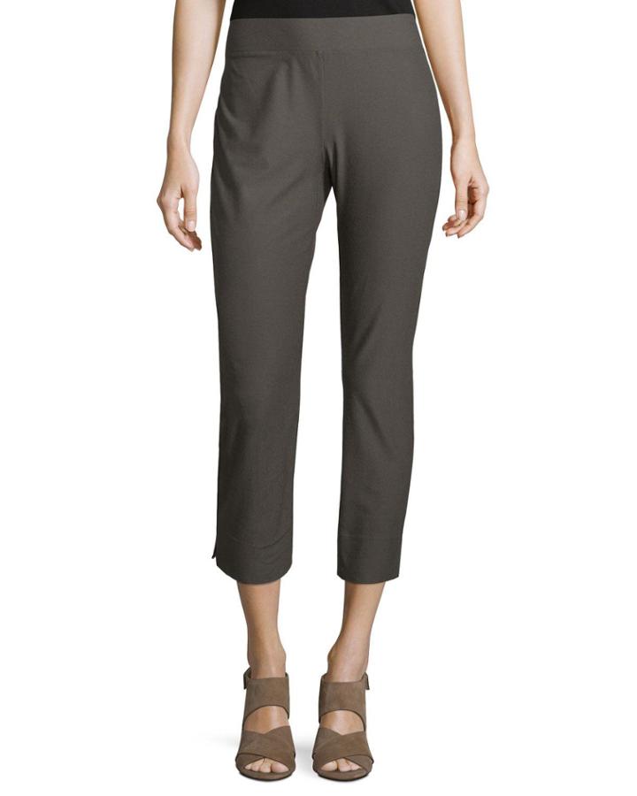 Stretch-crepe Side-slit Ankle Pants