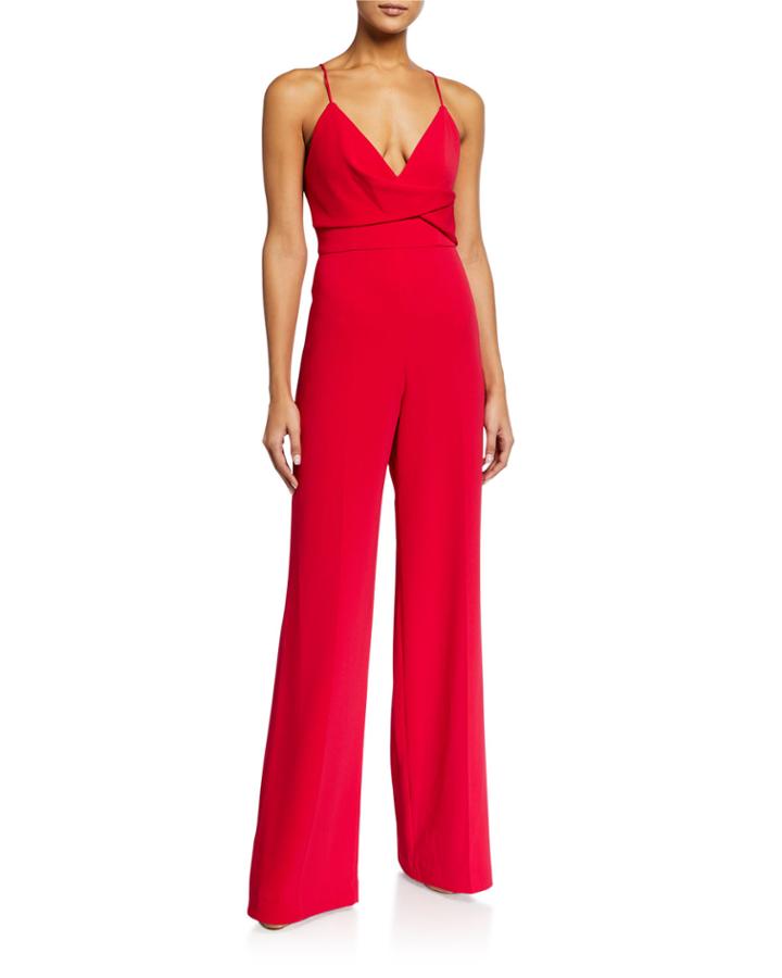V-neck Sleeveless Wrap Waist Jumpsuit