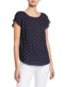 Polka Dot Flutter-sleeve Blouse