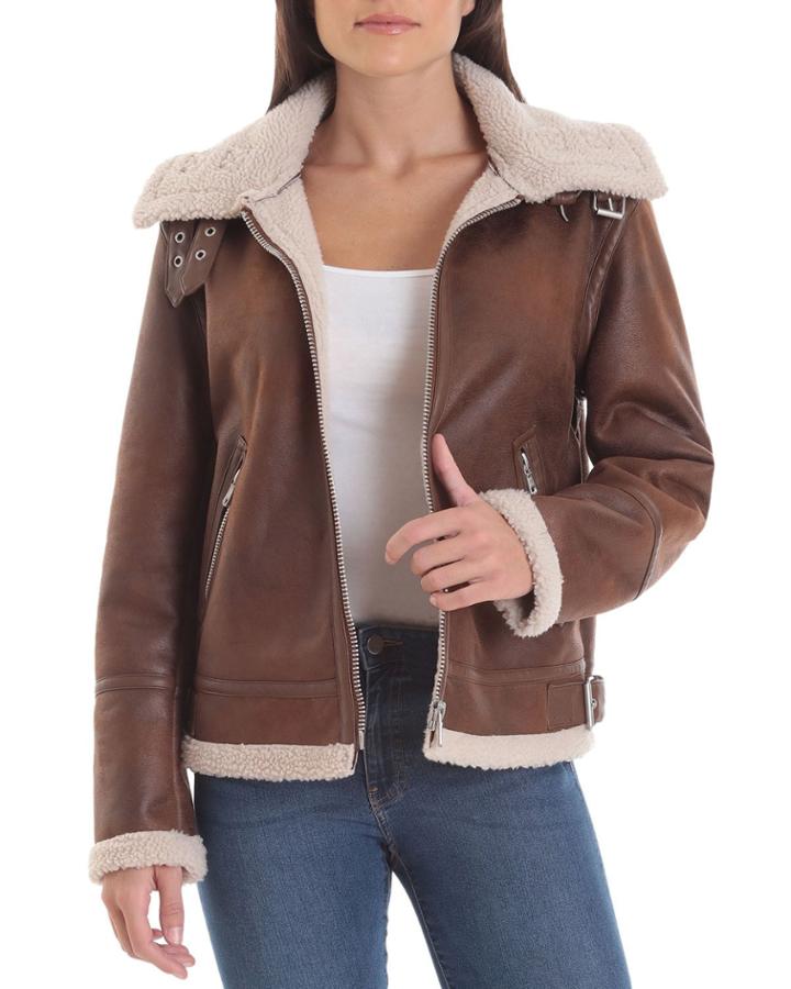 Sherpa Faux-leather Aviator Jacket