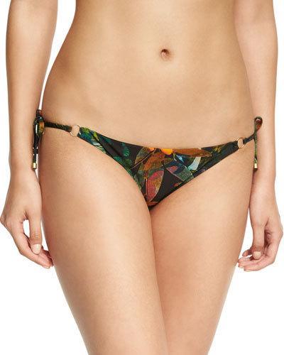 Celebrity Leaf-print Side-tie Swim Bottom,